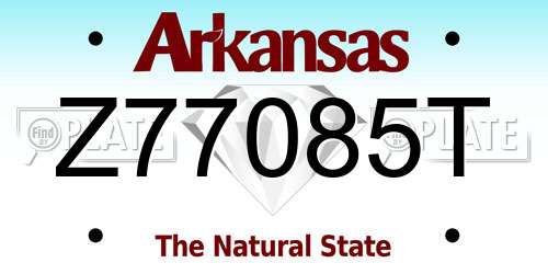 Z77085T Arkansas License Plate