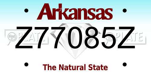 Z77085Z Arkansas License Plate