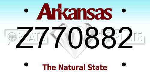 Z770882 Arkansas License Plate