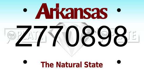 Z770898 Arkansas License Plate