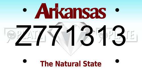 Z771313 Arkansas License Plate