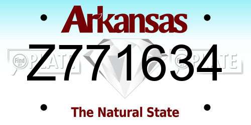 Z771634 Arkansas License Plate