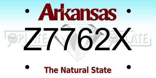 Z7762X Arkansas License Plate