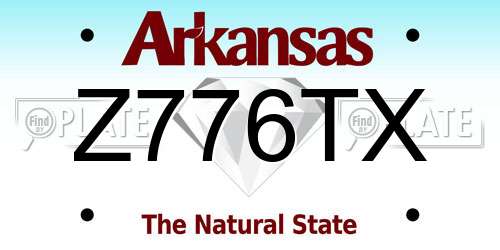 Z776TX Arkansas License Plate