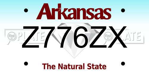 Z776ZX Arkansas License Plate