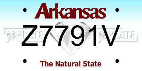 Z7791V Arkansas License Plate