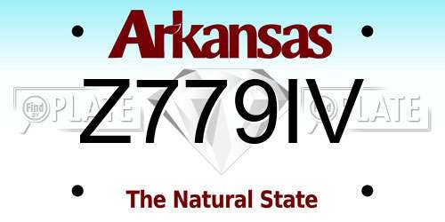 Z779IV Arkansas License Plate
