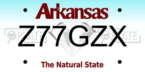Z77GZX Arkansas License Plate
