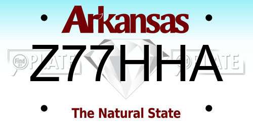 Z77HHA Arkansas License Plate