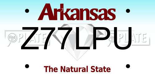 Z77LPU Arkansas License Plate