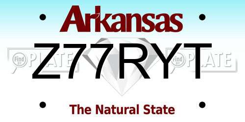 Z77RYT Arkansas License Plate