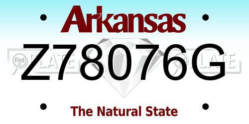 Z78076G Arkansas License Plate