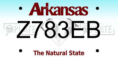 Z783EB Arkansas License Plate