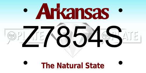 Z7854S Arkansas License Plate