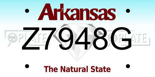Z7948G Arkansas License Plate