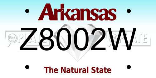 Z8002W Arkansas License Plate