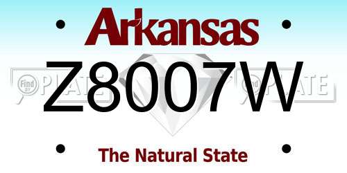 Z8007W Arkansas License Plate