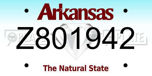 Z801942 Arkansas License Plate
