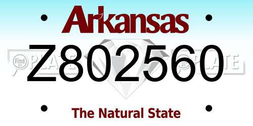 Z802560 Arkansas License Plate