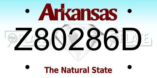 Z80286D Arkansas License Plate