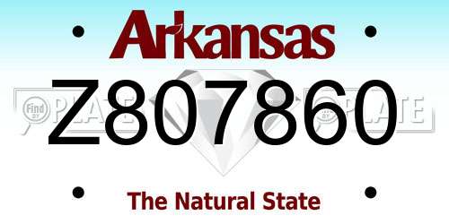 Z807860 Arkansas License Plate