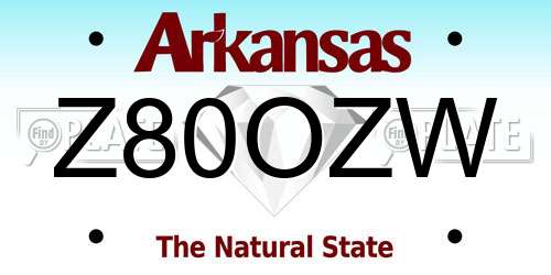 Z80OZW Arkansas License Plate