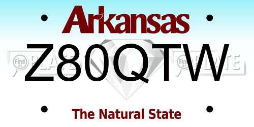 Z80QTW Arkansas License Plate