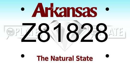 Z81828 Arkansas License Plate