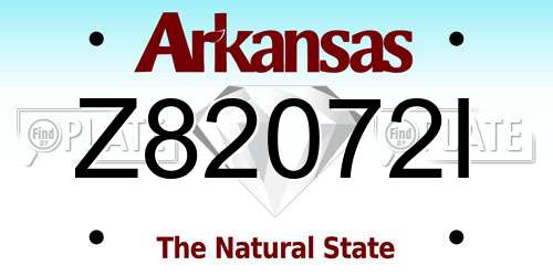 Z82072I Arkansas License Plate
