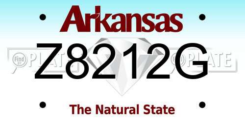 Z8212G Arkansas License Plate