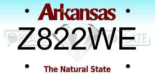 Z822WE Arkansas License Plate