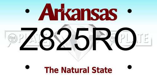 Z825RO Arkansas License Plate
