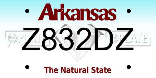 Z832DZ Arkansas License Plate