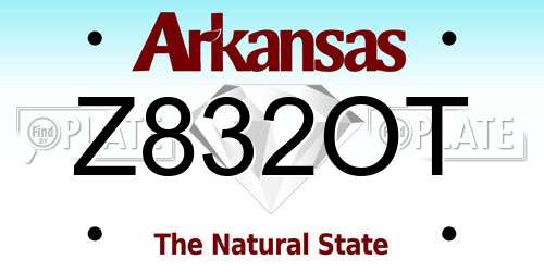 Z832OT Arkansas License Plate