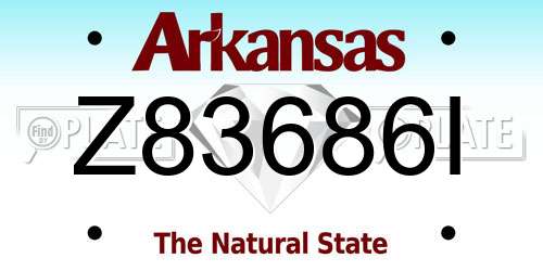 Z83686I Arkansas License Plate