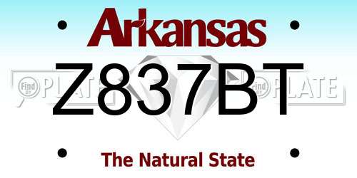 Z837BT Arkansas License Plate