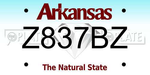 Z837BZ Arkansas License Plate
