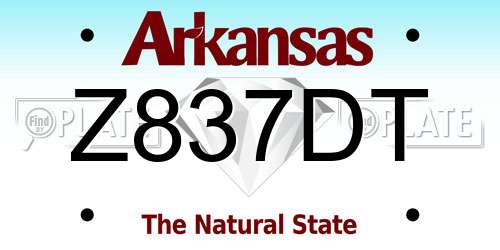 Z837DT Arkansas License Plate