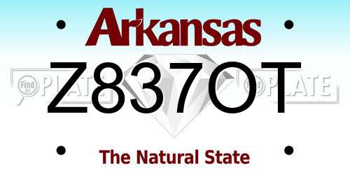 Z837OT Arkansas License Plate