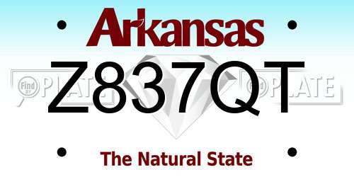 Z837QT Arkansas License Plate
