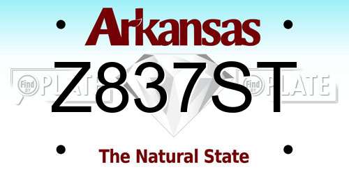 Z837ST Arkansas License Plate