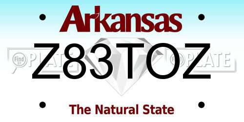 Z83TOZ Arkansas License Plate