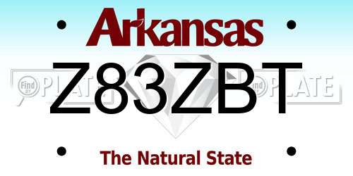 Z83ZBT Arkansas License Plate
