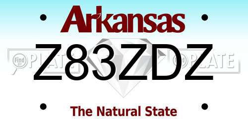 Z83ZDZ Arkansas License Plate