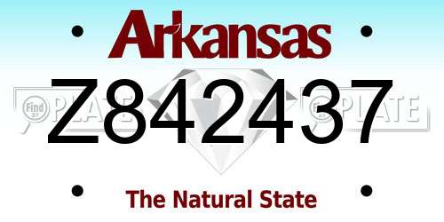 Z842437 Arkansas License Plate
