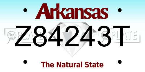 Z84243T Arkansas License Plate