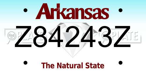 Z84243Z Arkansas License Plate