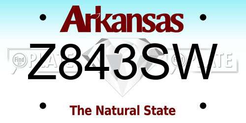 Z843SW Arkansas License Plate