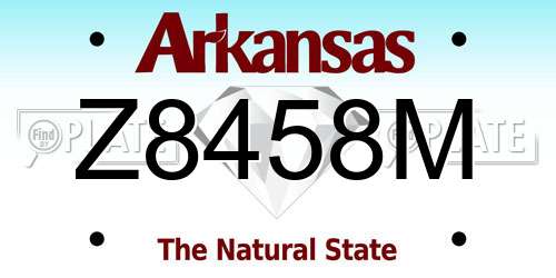 Z8458M Arkansas License Plate