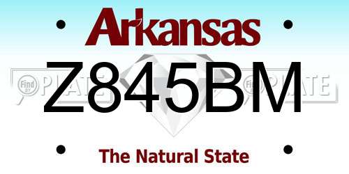 Z845BM Arkansas License Plate